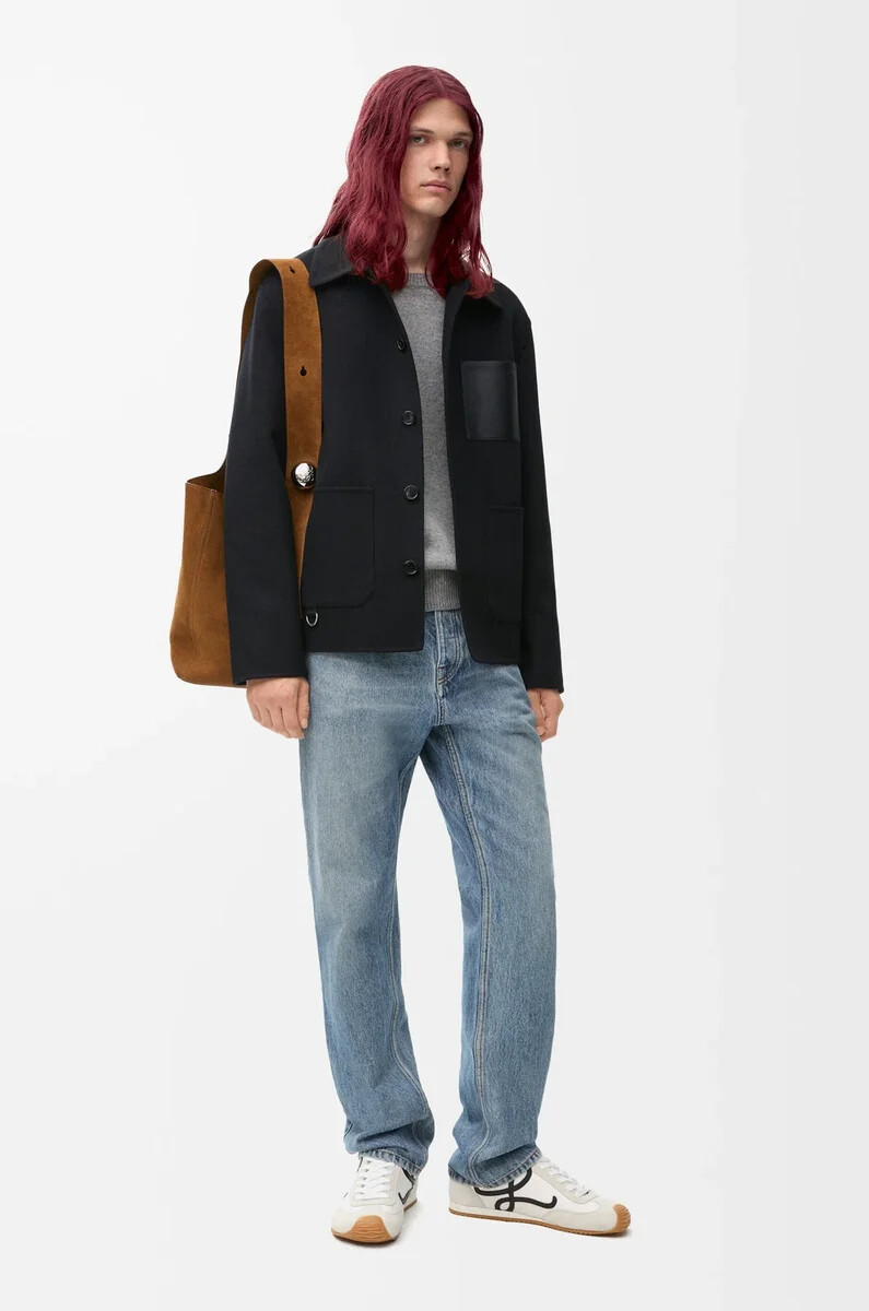 chaqueta de trabajo de lana y cachemira negra