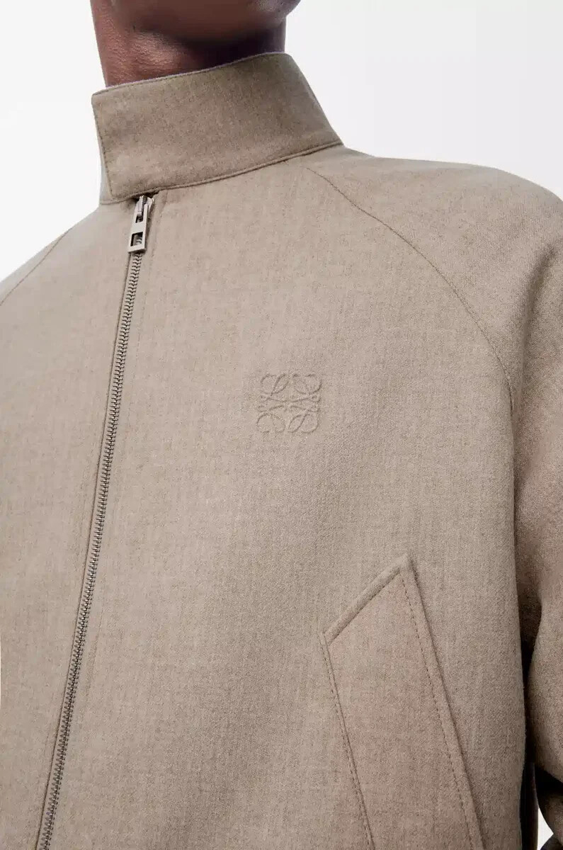 chaqueta con cremallera de lana y cachemira beige melange