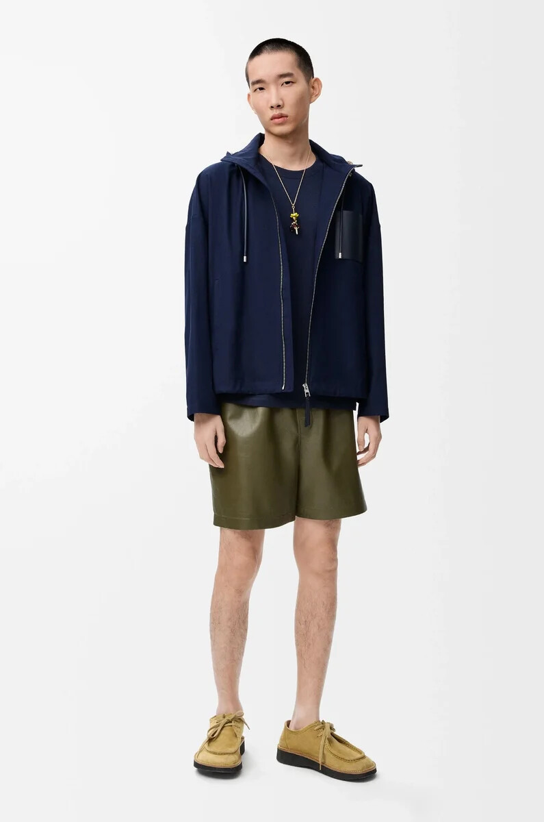 chaqueta con capucha de algodón azul marinobeige