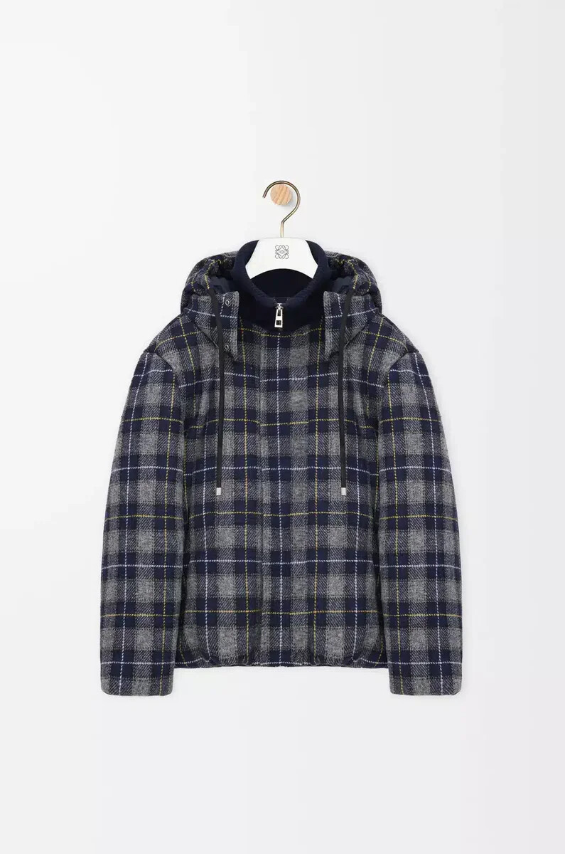 chaqueta acolchada de lana azul marino oscuro