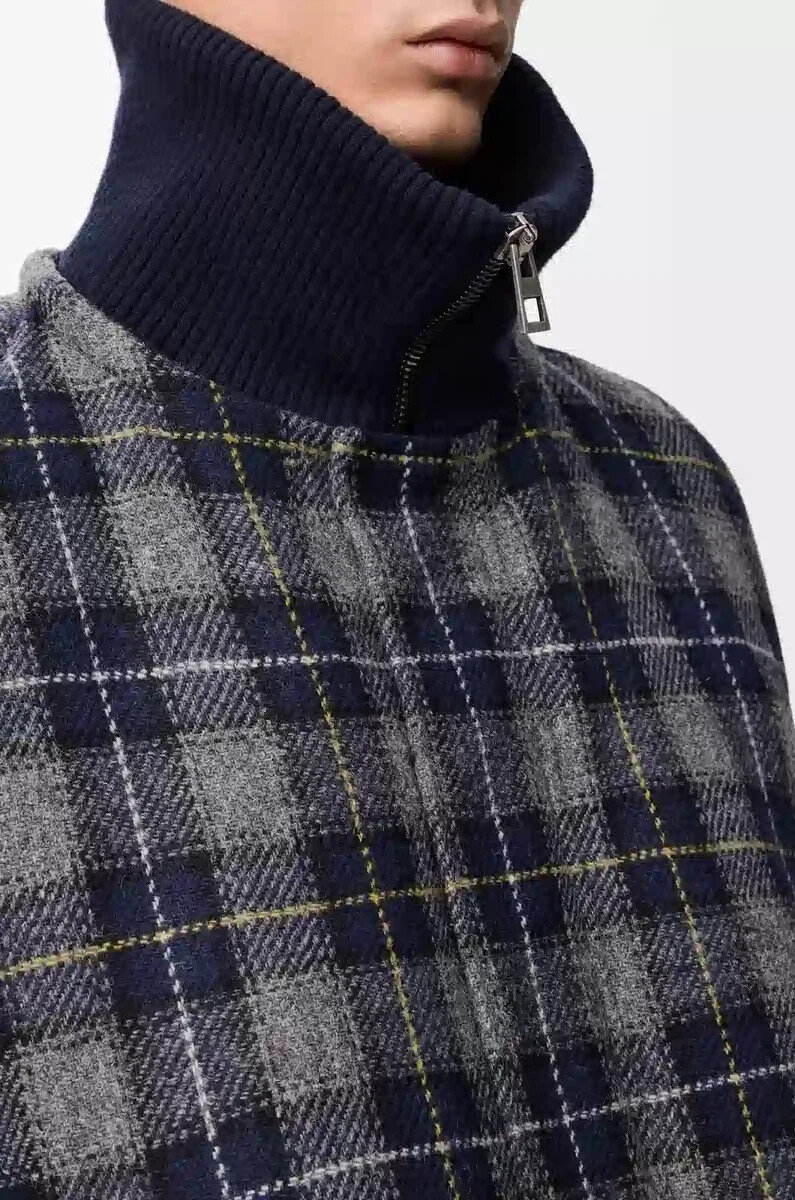 chaqueta acolchada de lana azul marino oscuro