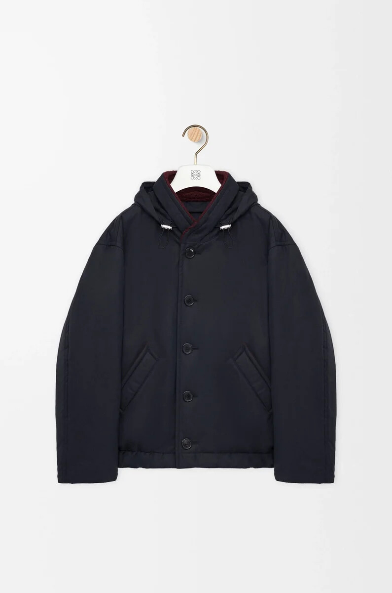 chaqueta acolchada en algodón técnico azul marino