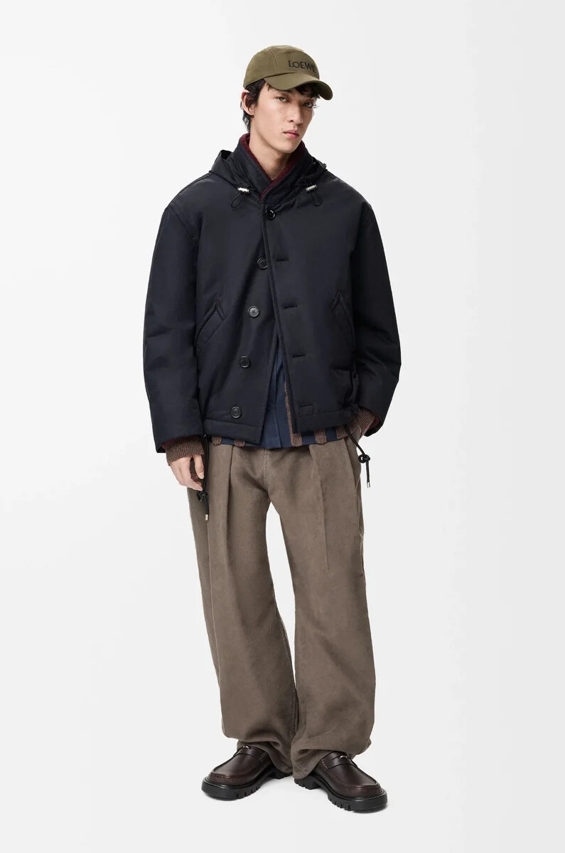 chaqueta acolchada en algodón técnico azul marino