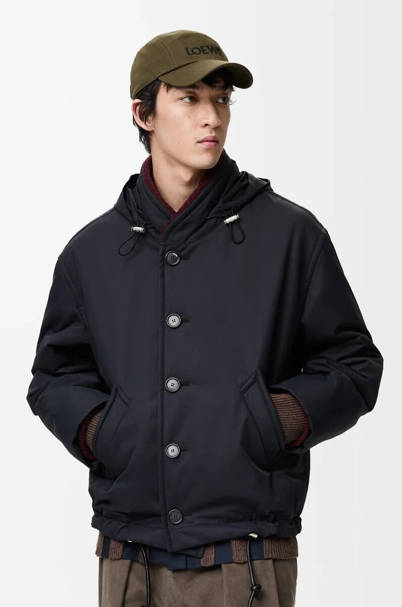 chaqueta acolchada en algodón técnico azul marino