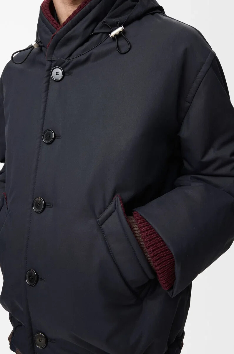 chaqueta acolchada en algodón técnico azul marino