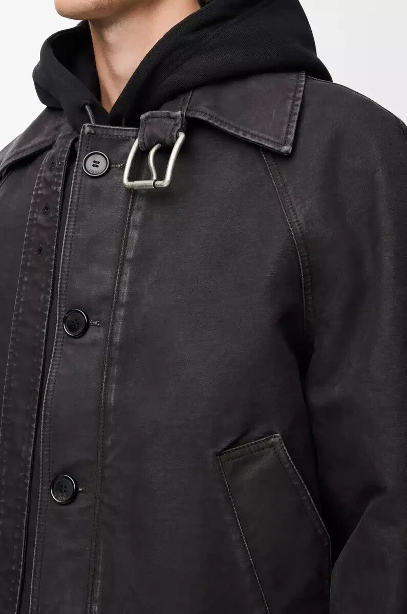 chaqueta con cinturón de algodón antracita