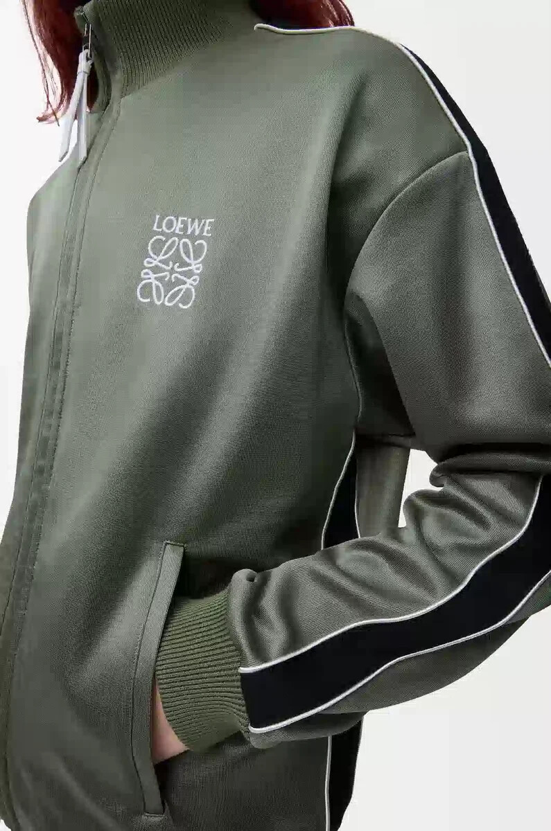chaqueta de chándal en jersey técnico verde caqui