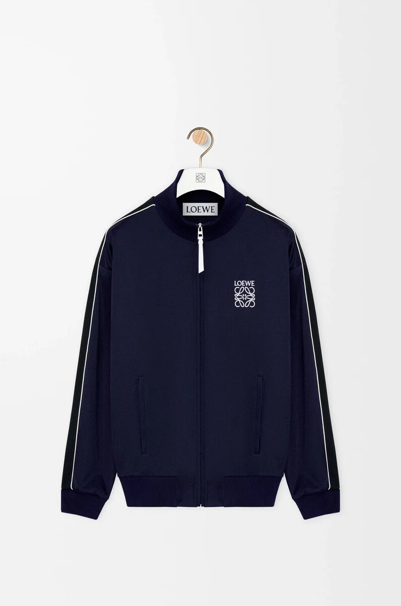 chaqueta de chándal en jersey técnico azul marino oscuro