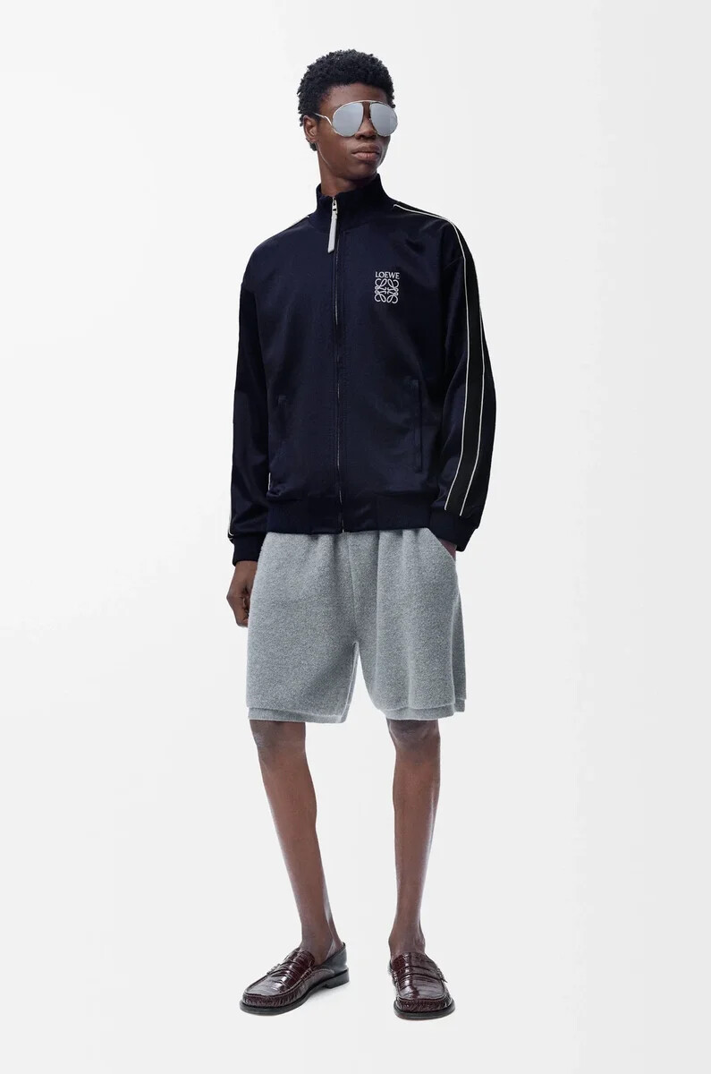 chaqueta de chándal en jersey técnico azul marino oscuro