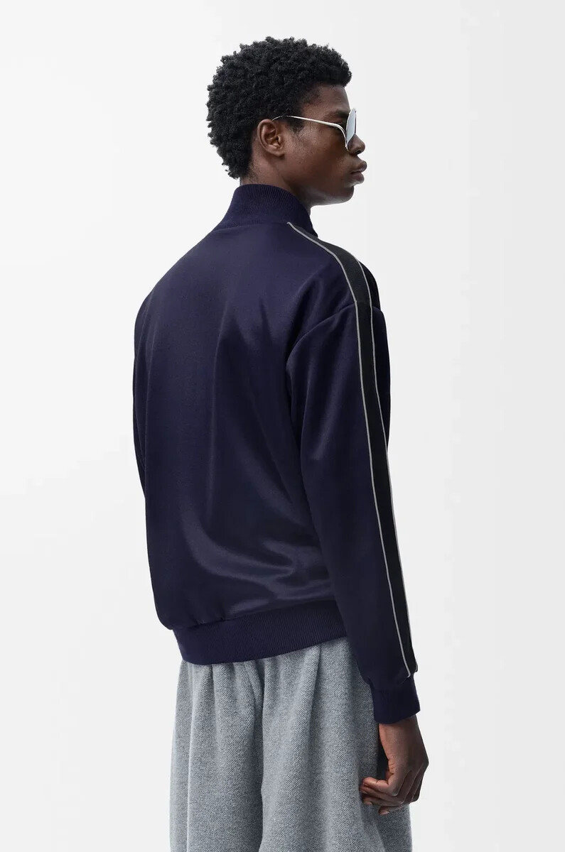 chaqueta de chándal en jersey técnico azul marino oscuro