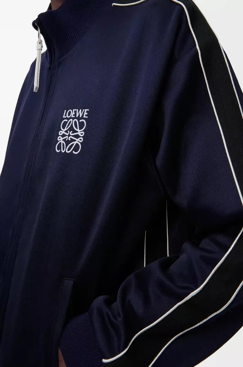 chaqueta de chándal en jersey técnico azul marino oscuro