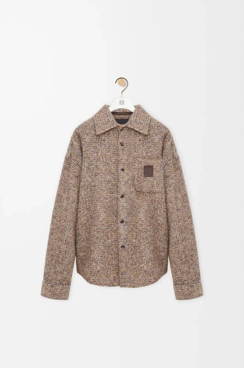 sobrecamisa en mezcla de lana y llama beigeazul melange