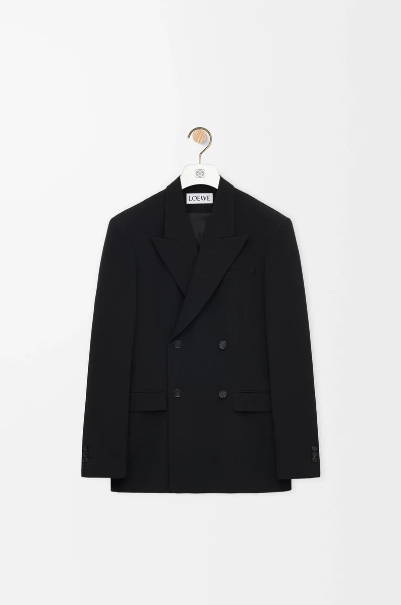 chaqueta cruzada de lana negra