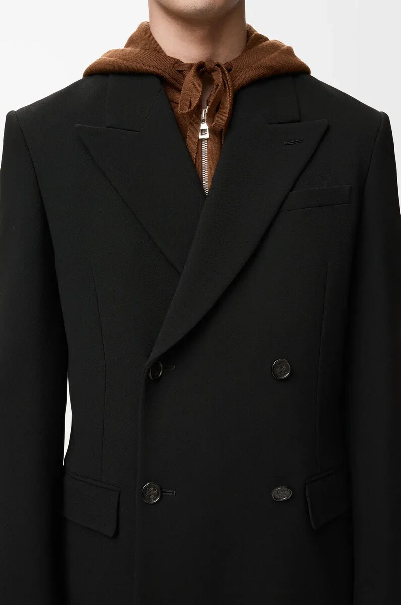 chaqueta cruzada de lana negra