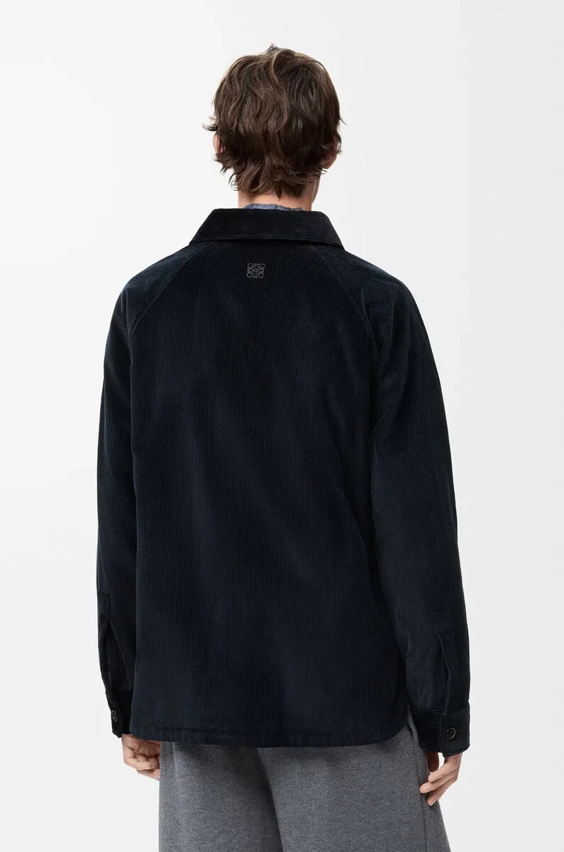 sobrecamisa híbrida de algodón y lana azul marino oscuroazul marino