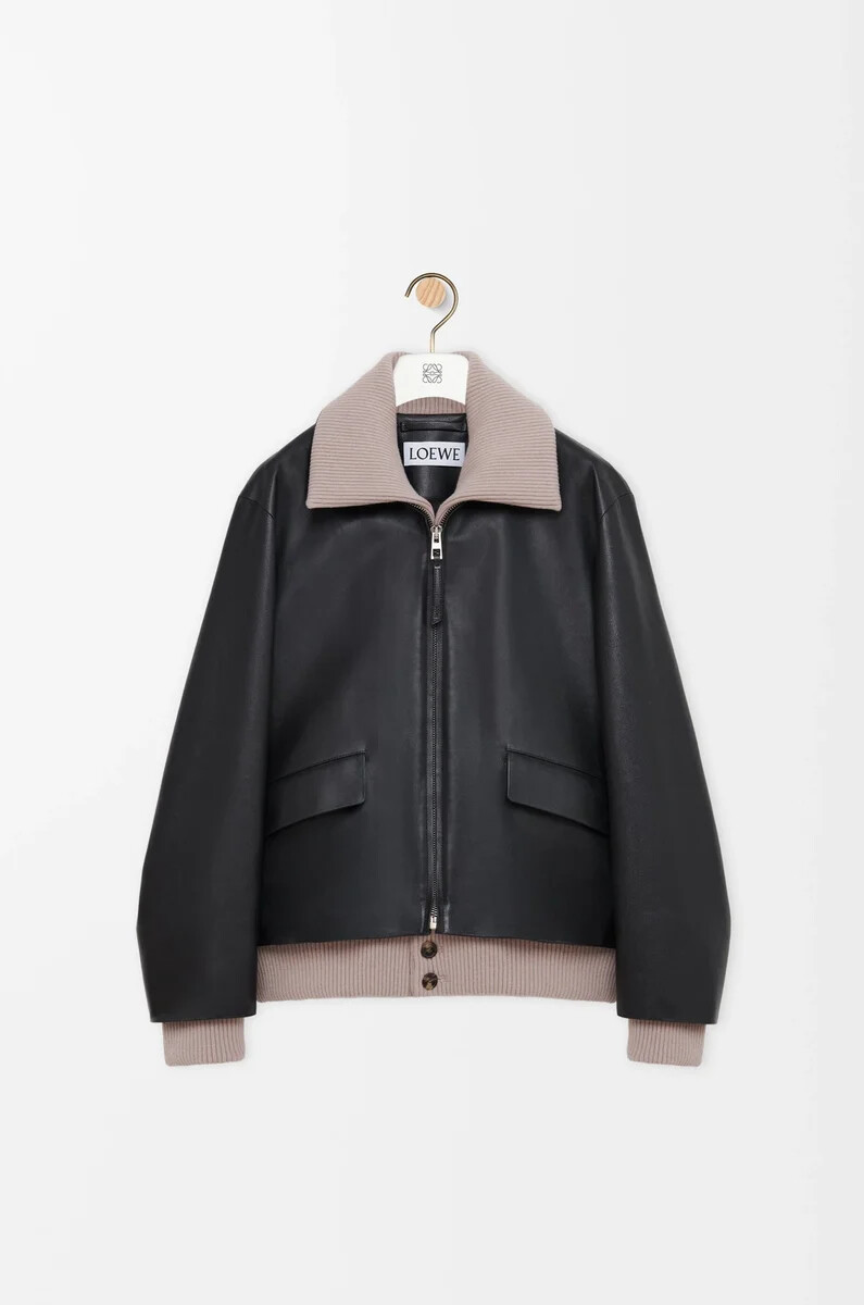 chaqueta en piel de búfalo napa negra