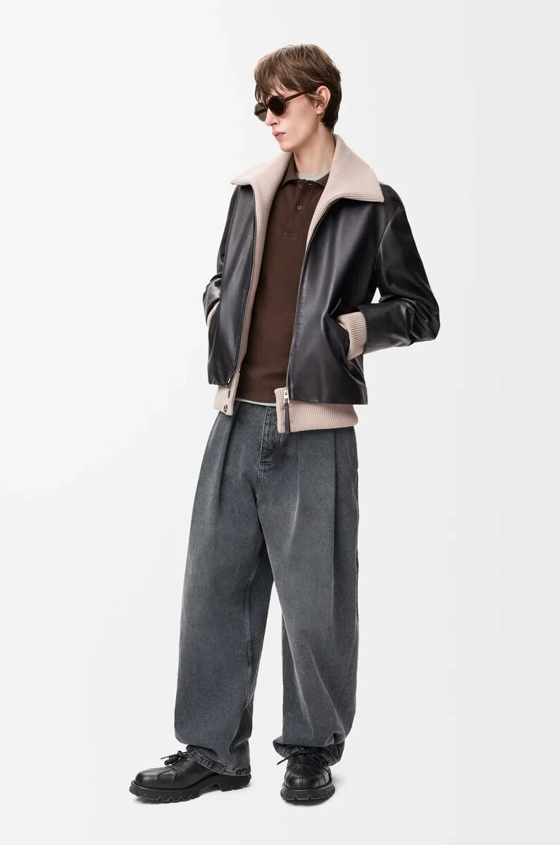 chaqueta en piel de búfalo napa negra