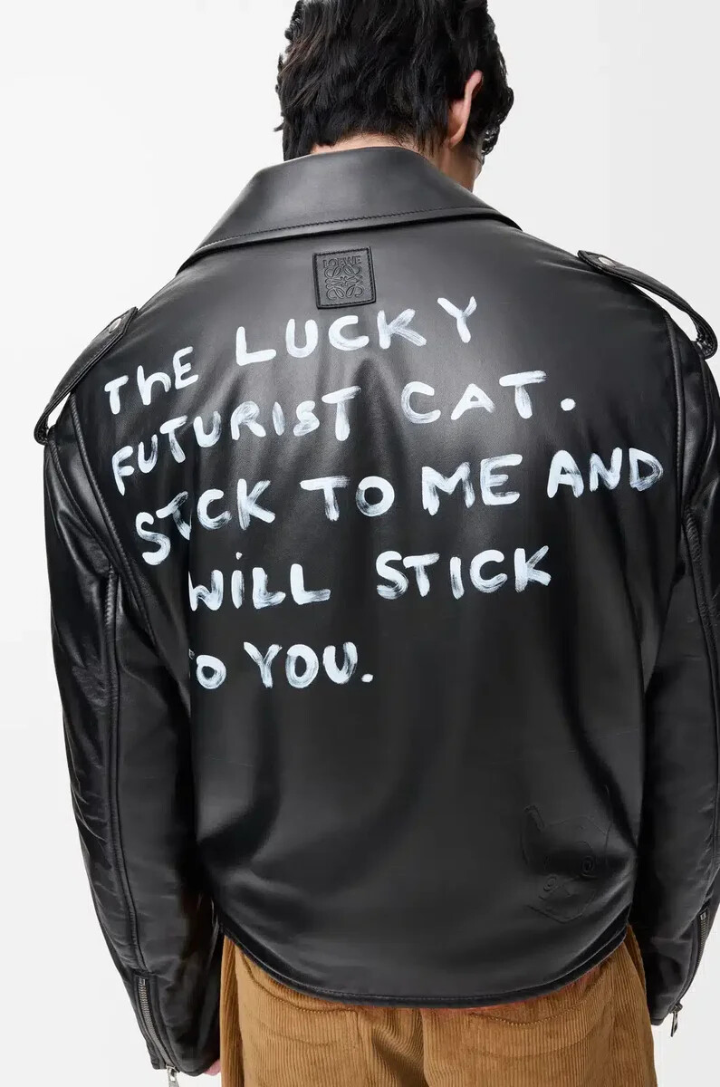 chaqueta biker de piel de cordero napa negra