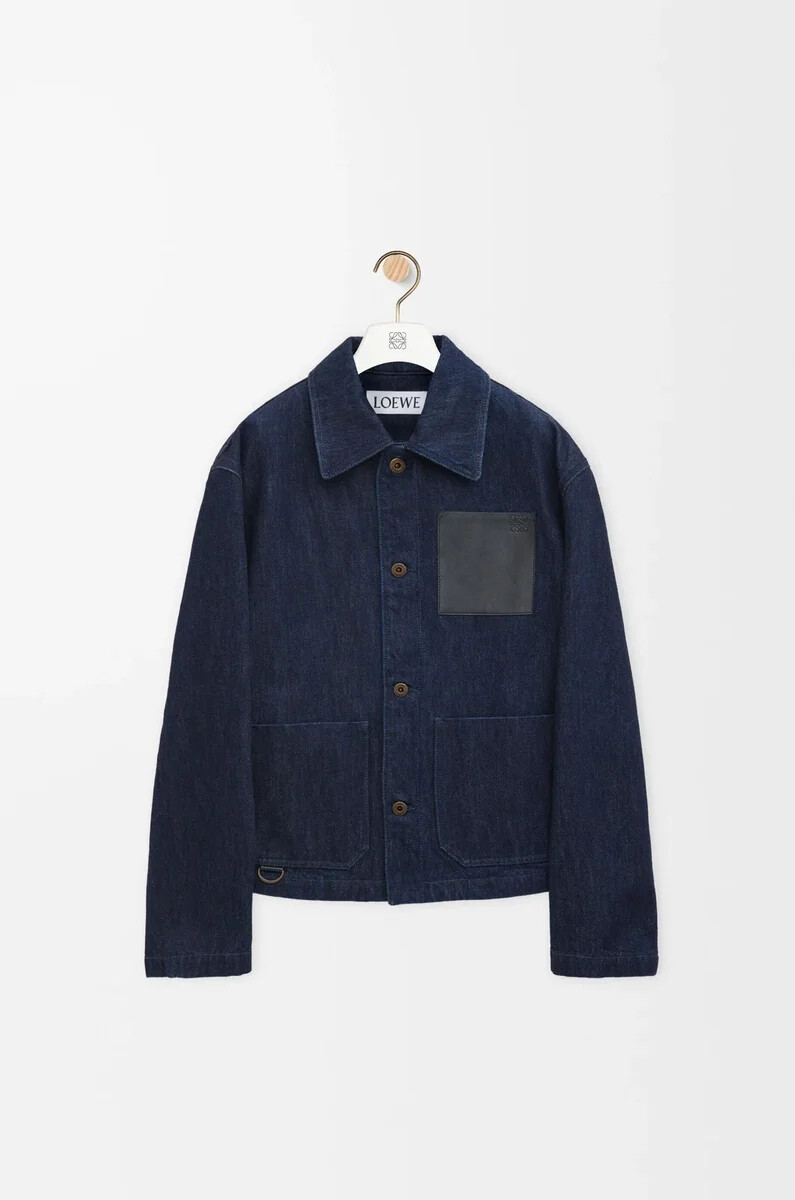 chaqueta de trabajo en denim azul índigo