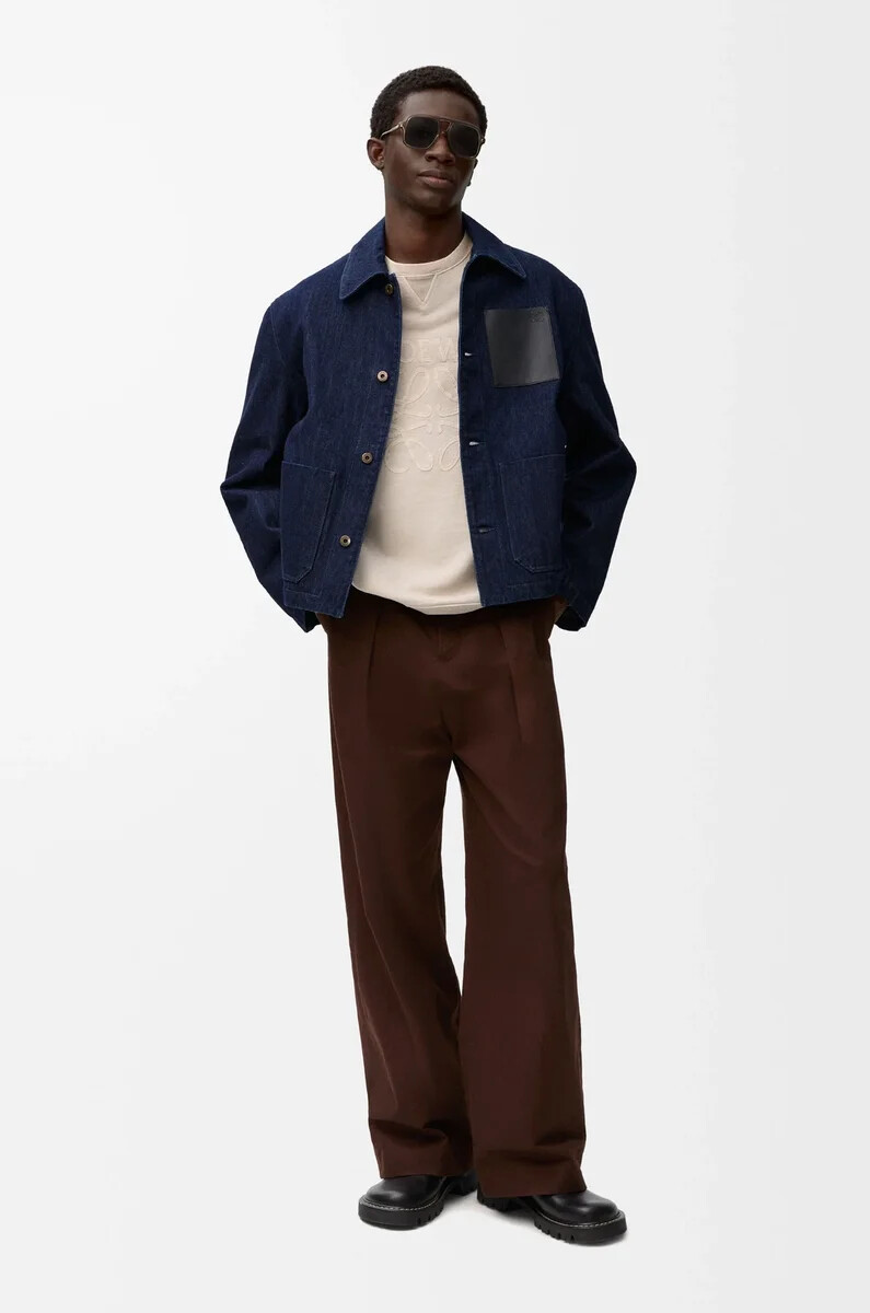 chaqueta de trabajo en denim azul índigo