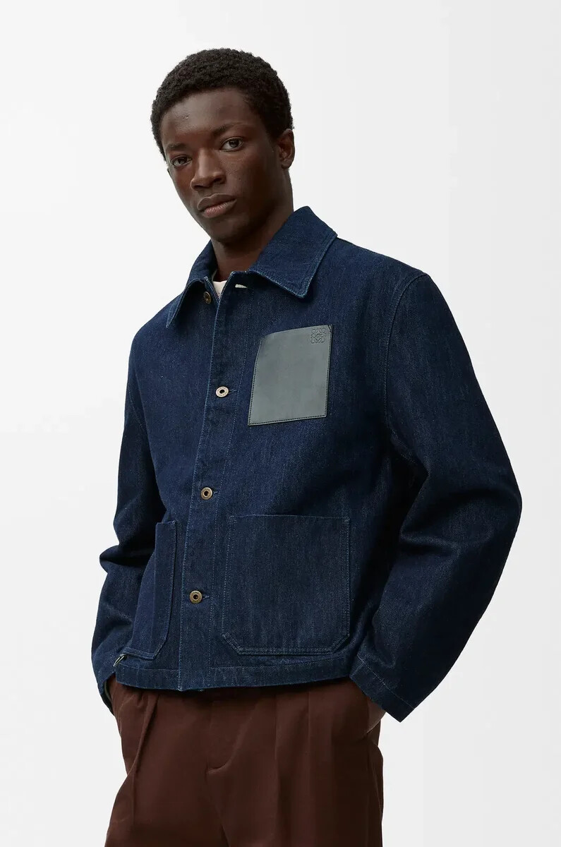 chaqueta de trabajo en denim azul índigo