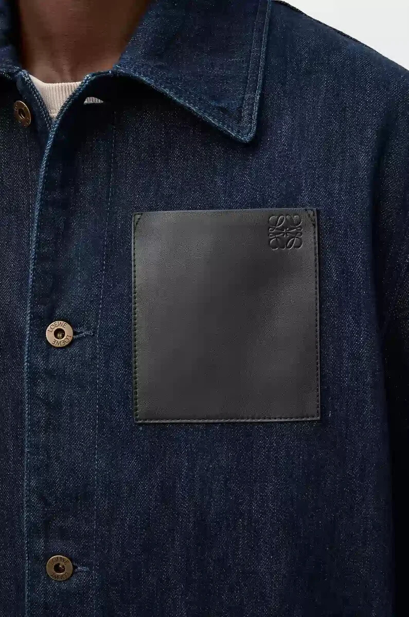 chaqueta de trabajo en denim azul índigo