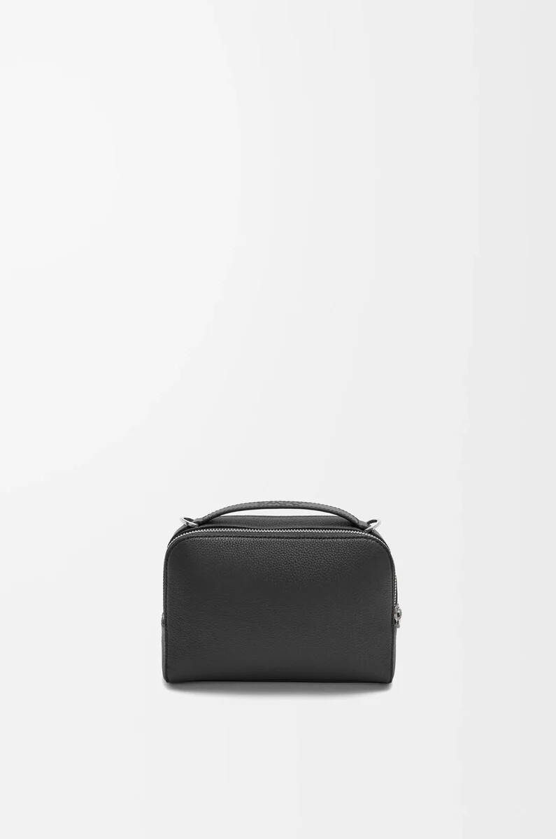 mini bolso bandolera para cámara en piel de becerro granulada suave negro