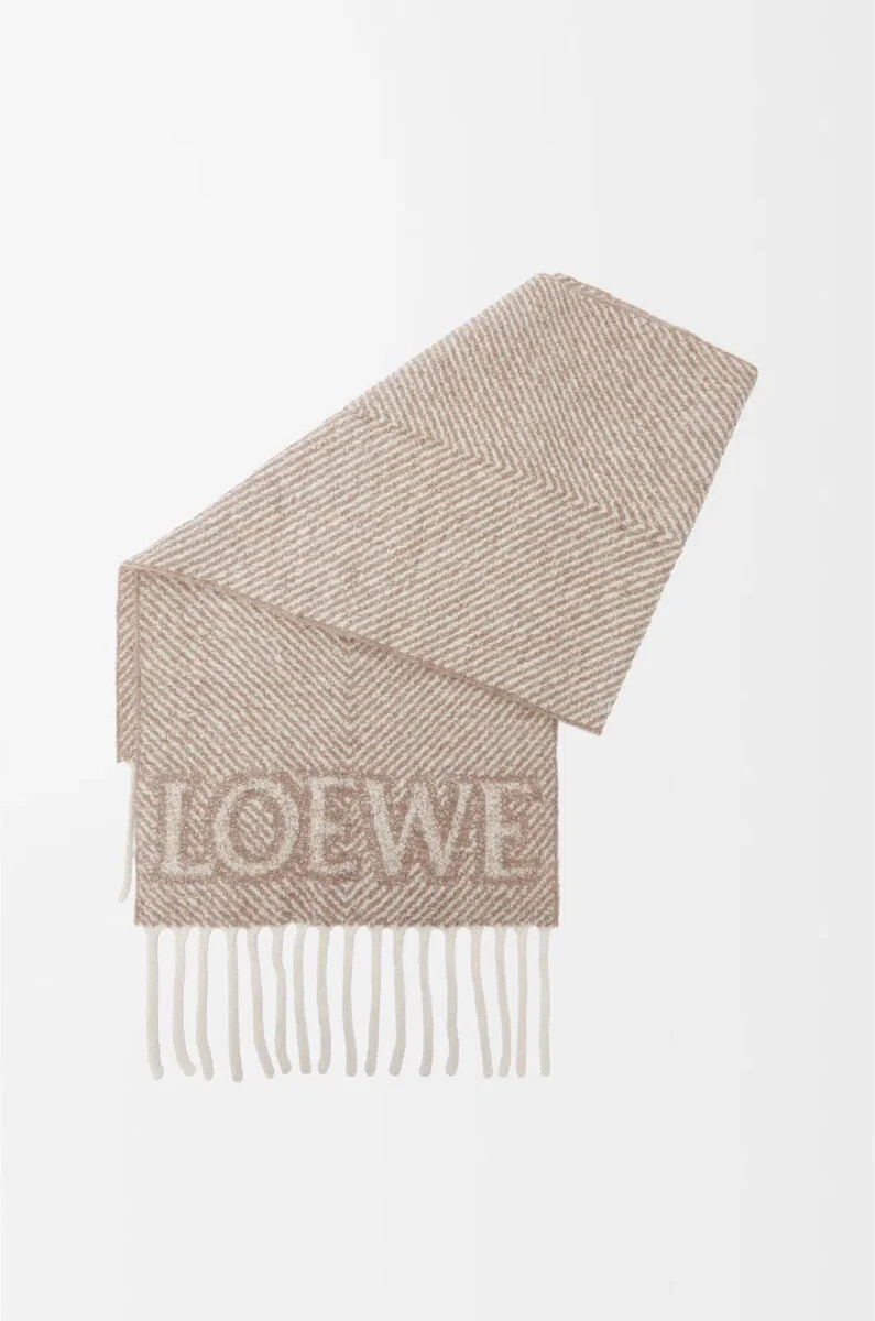 bufanda loewe en mezcla de alpaca y lana beigecrudo