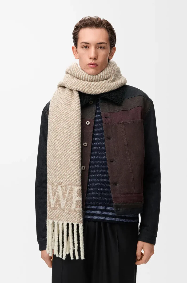 bufanda loewe en mezcla de alpaca y lana beigecrudo