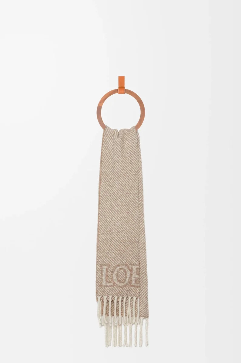 bufanda loewe en mezcla de alpaca y lana beigecrudo