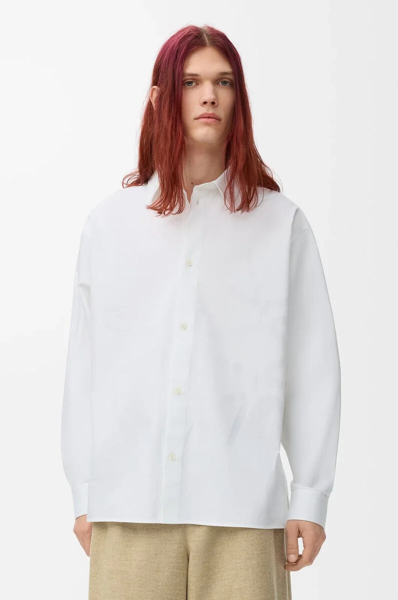 camisa anagrama en algodón blanco