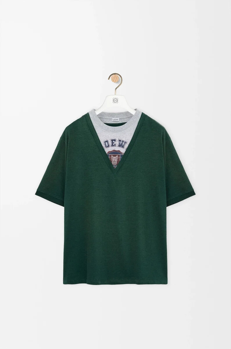 camiseta holgada en mezcla de algodón verdegris