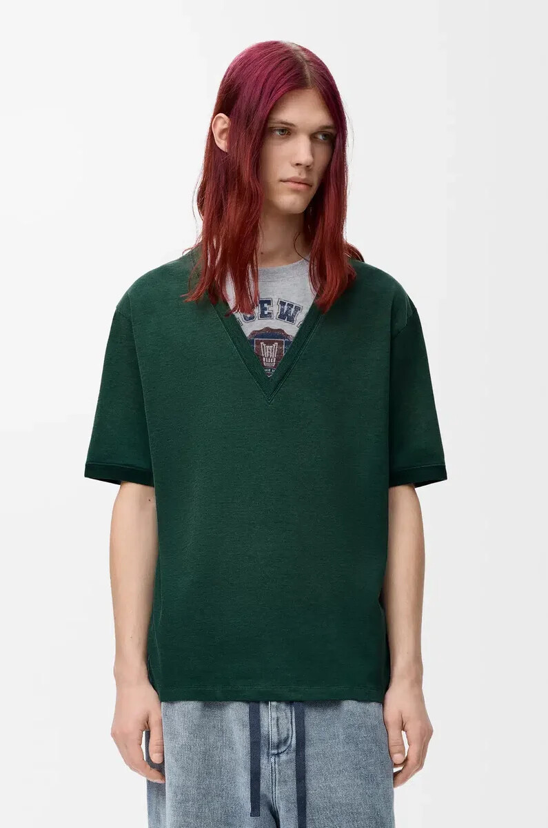 camiseta holgada en mezcla de algodón verdegris