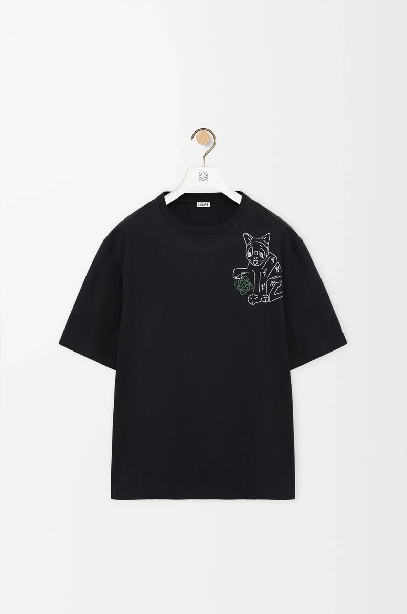 camiseta holgada de algodón negra