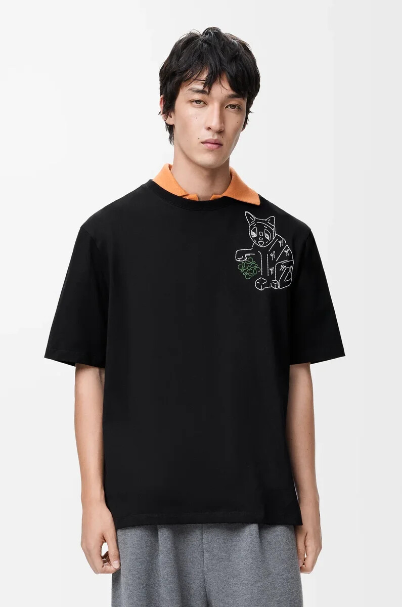 camiseta holgada de algodón negra