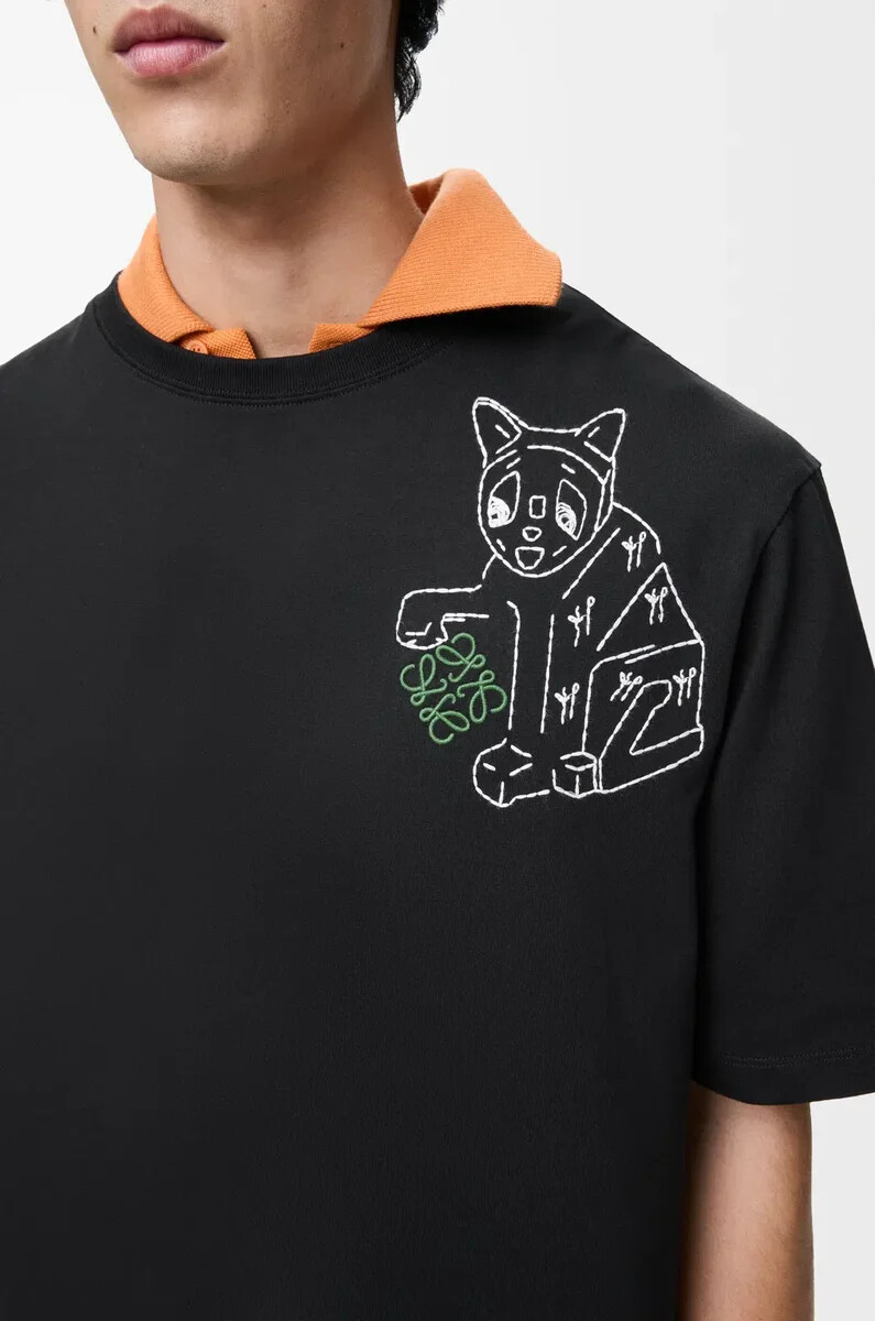 camiseta holgada de algodón negra