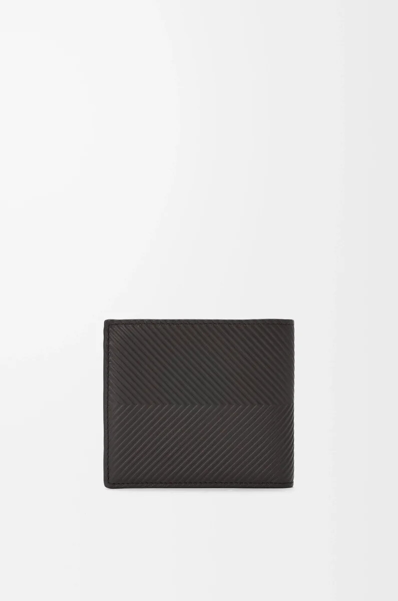 monedero plegable en piel de becerro clásica texturizada gris oscuro