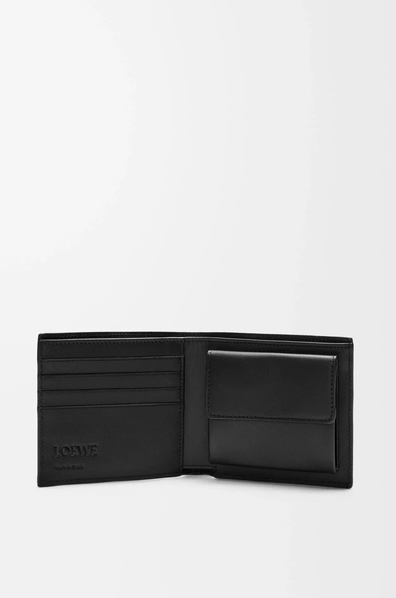 monedero plegable puzzle en piel de becerro clásica negra