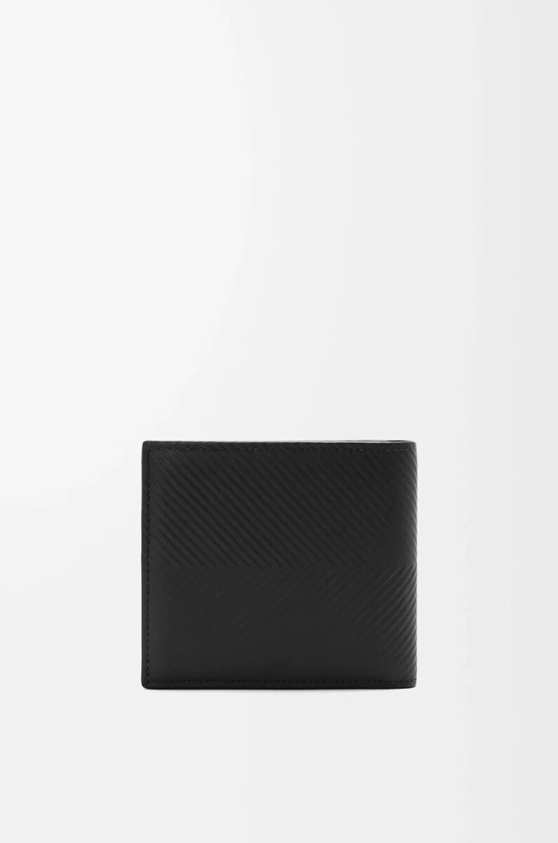 monedero plegable en piel de becerro clásica texturizada negro