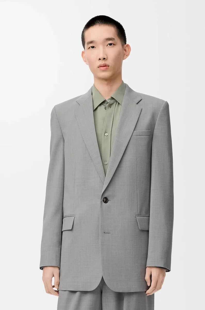 chaqueta de lana gris