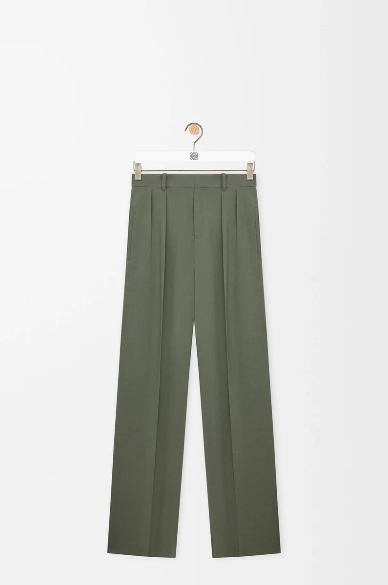 pantalón en mezcla de viscosa verde caqui