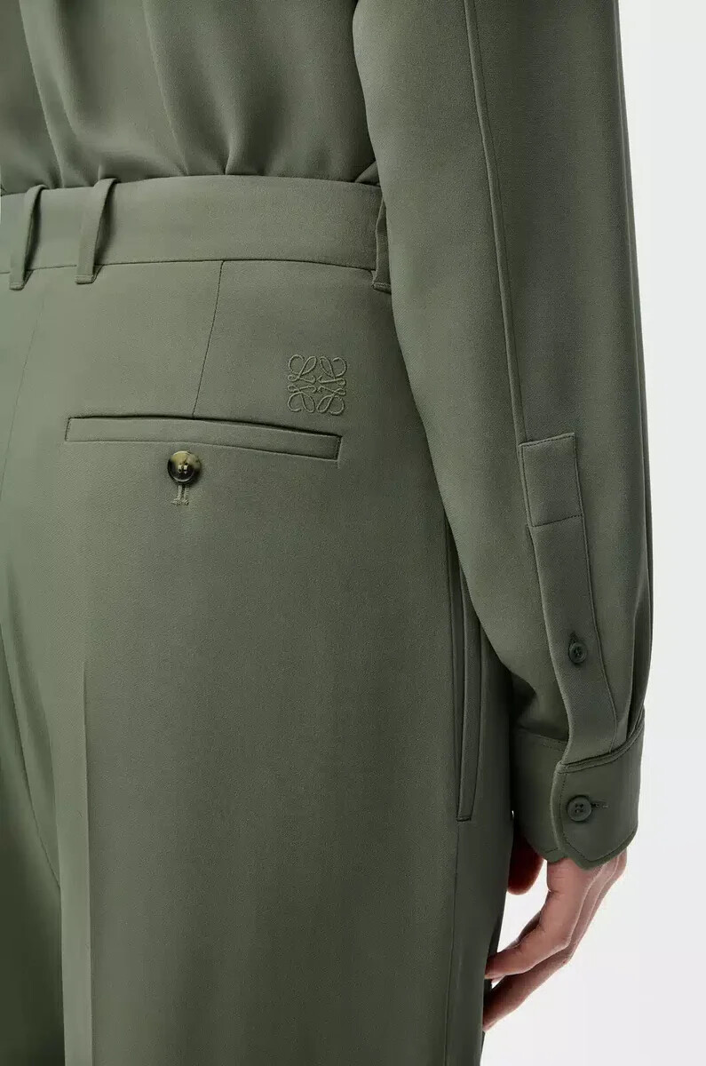 pantalón en mezcla de viscosa verde caqui