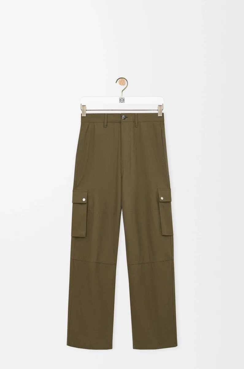 pantalón cargo en algodón verde caqui