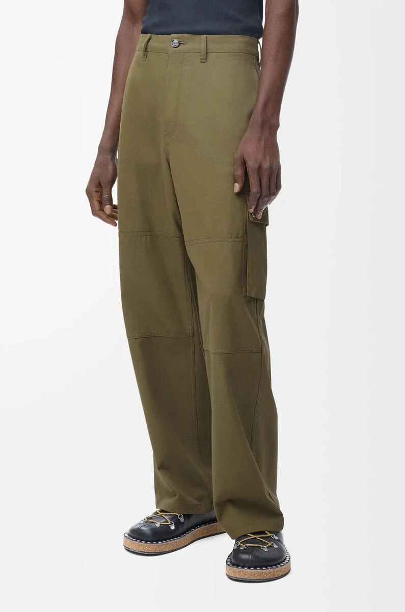 pantalón cargo en algodón verde caqui