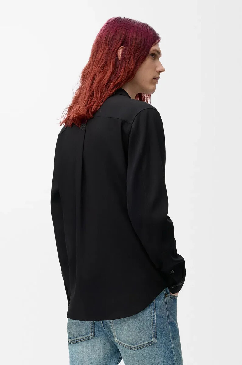 camisa en mezcla de viscosa negra