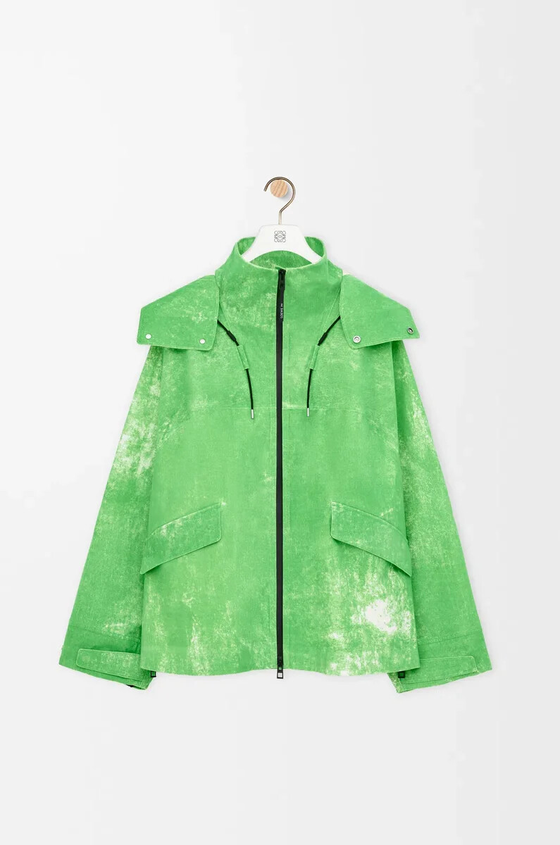 chaqueta en tejido técnico flocado verde