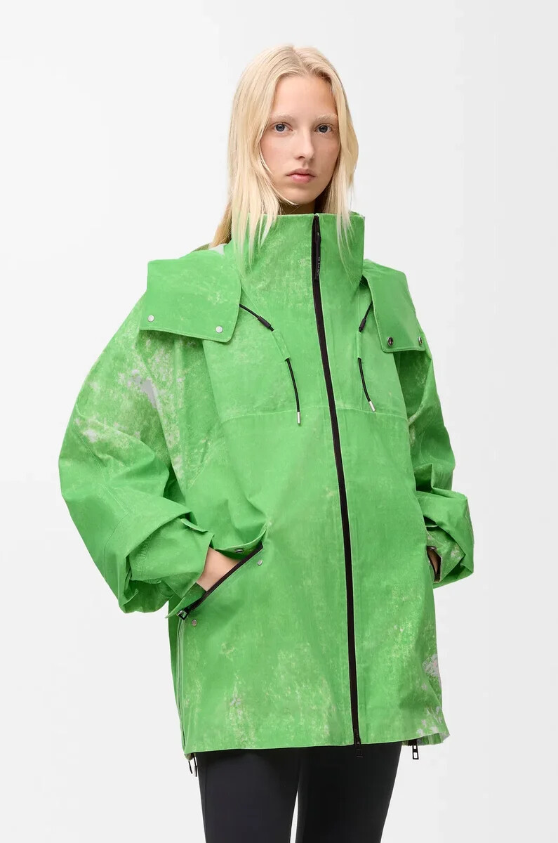 chaqueta en tejido técnico flocado verde