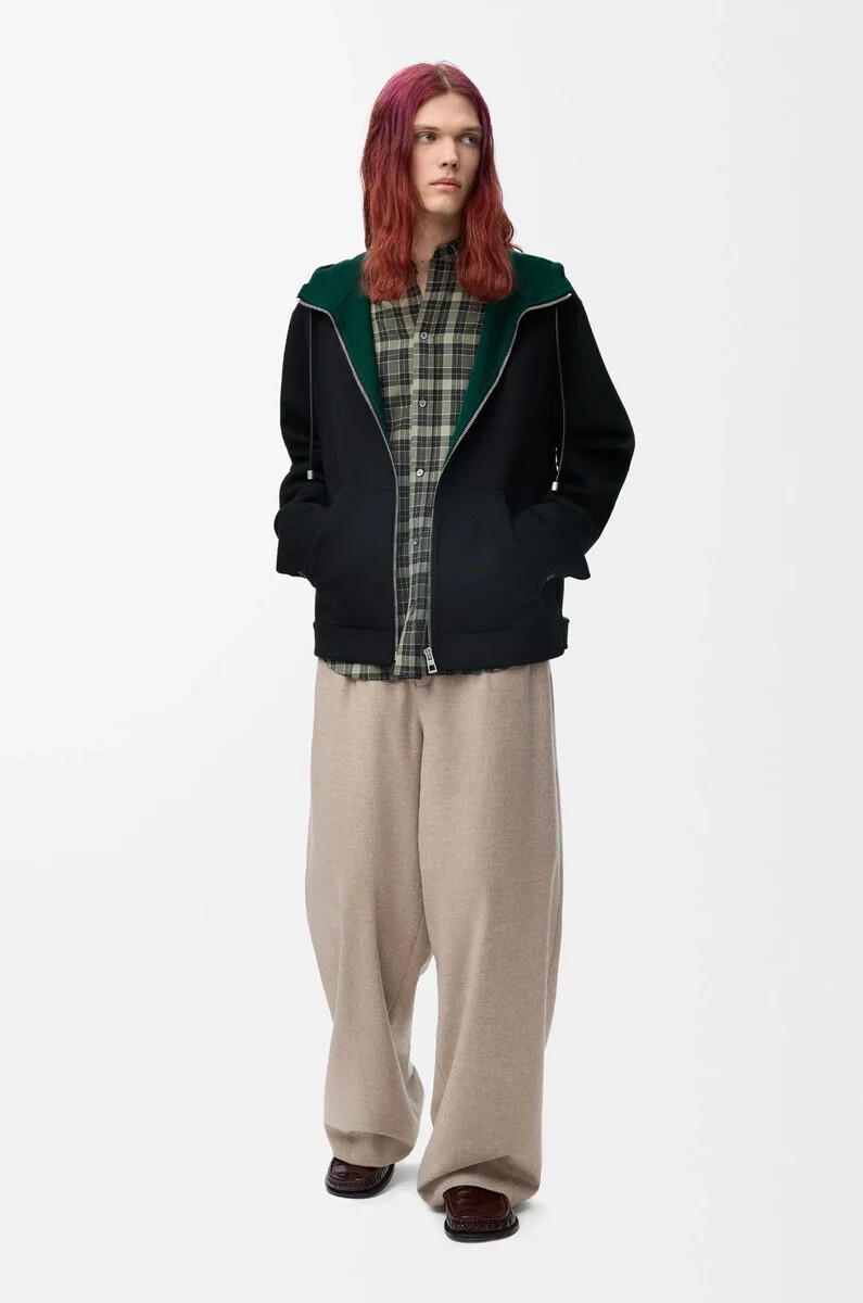 pantalón con cordón en lana y cachemira beige melange