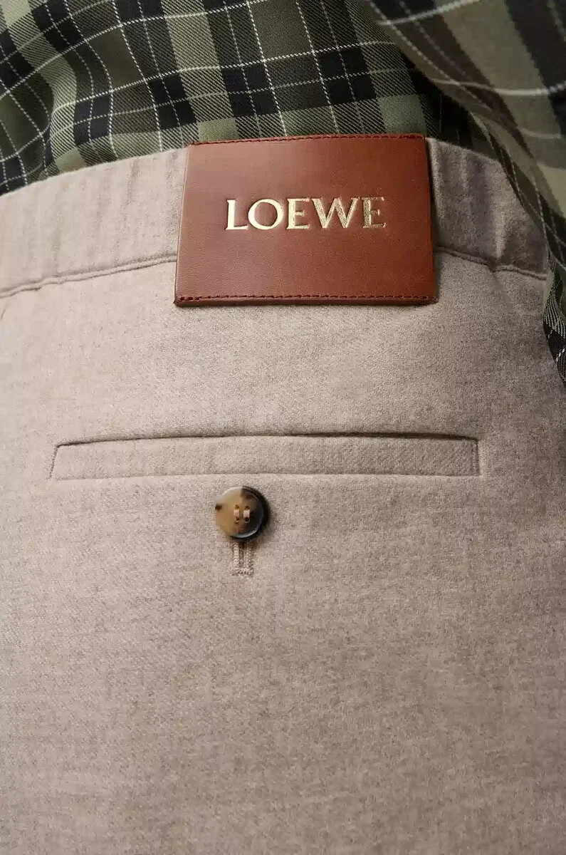 pantalón con cordón en lana y cachemira beige melange
