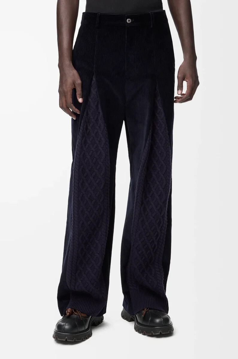 pantalón híbrido de algodón y lana azul marino oscuroazul marino